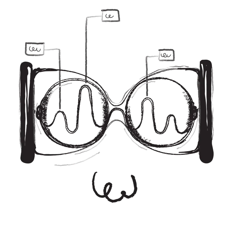 Portrait illustré de Clément Apap, avec de grandes lunettes